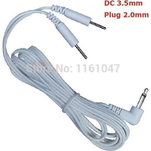 DHL Freeshipping 200pcs/lot 2 in 1 DC head 3.5mm electrode wire/cable plug 2mm Thick for tens ems digital therapy machine