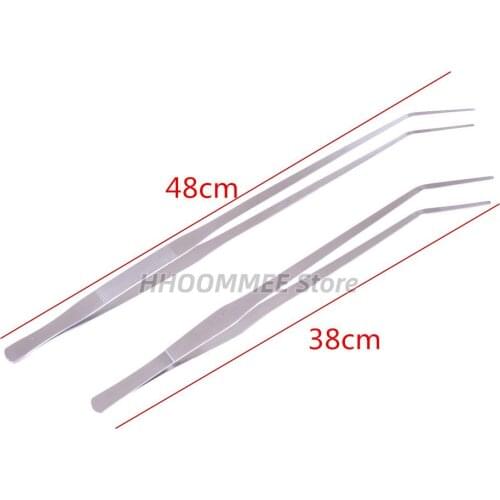 Aquarium Live Tank Straight Curve Plant Tweezers Long Tongs Stainless Steel Plant Shrimp Reef Tank Crooked Tweezer 38cm/48cm