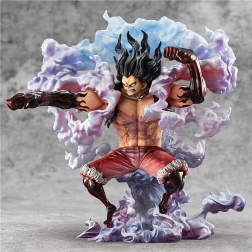 Anime 28cm One Piece Cake Island Portrait Of Pirates Monkey D Luffy Gear Fourth Snake Man GK Statue PVC Action Figure Model Toys