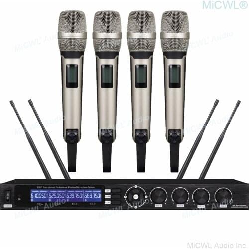 MiCWL SKM9000 Audio Wireless Microphone System 4 SKM 9000 Professional UHF Frequency Adjustable 4 Antenna 200m Receiver