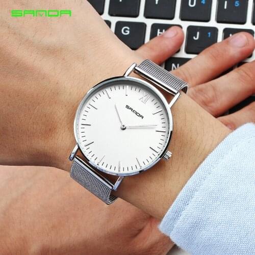 A Pair Watches Set Womens Watch SANDA Super Thin Luxury Men Fashion Quartz Man Wristwatches Male Clock Lovers Wrist Watch 2 pcs