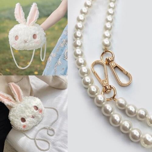 Artificial Pearl Beads Design Women Handbag With Length Diy Women Shoulder Bag Belt Gold Buckle Bag Accessories