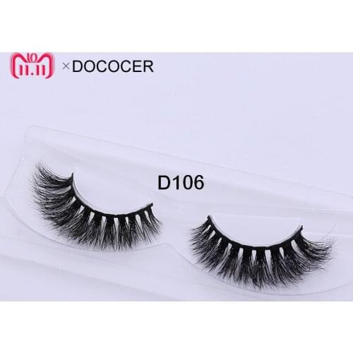 DOCOCER 1 Pairs Black 3D Real Mink Lashes False Eyelashes Makeup Thick Fake Eye Extention 100% Handmade Glitter Packing D106