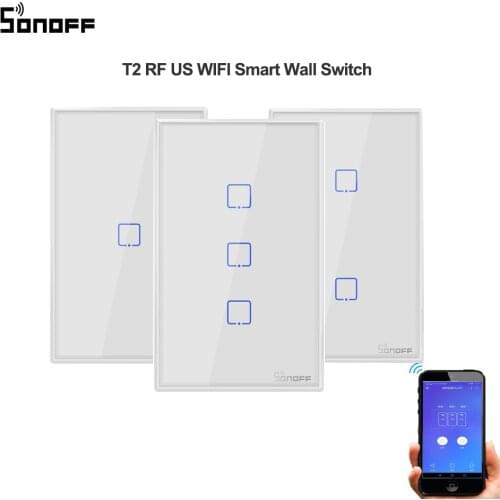Itead Sonoff T2 US 120 style 1/2/3 gang 433Mhz RF Remote Controller Smart Wifi Switch With Border Works With Alexa Google Home