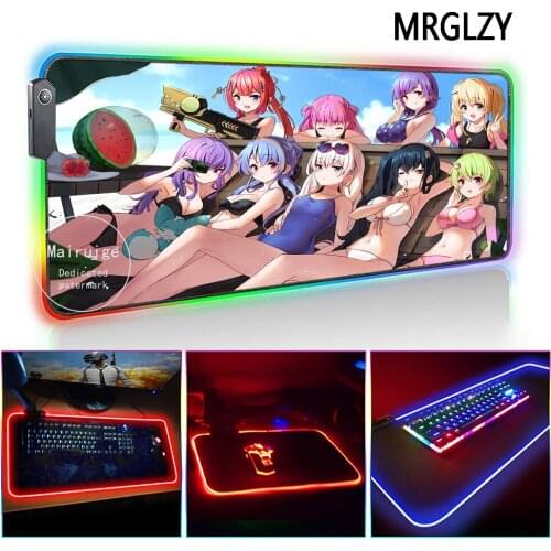 MRGLZY Multi-size Anime Sexy Girl swimsuit Mouse Pad LED Light RGB Gamer Large DeskMat Gaming Accessories for Laptop Keyboard