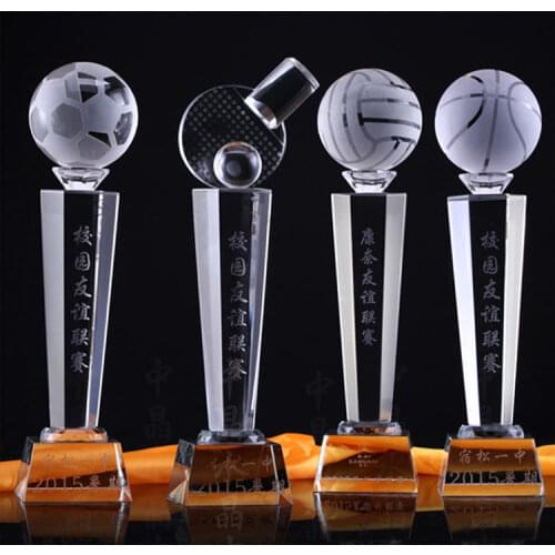 Custom trophy--custom-made basketball football tennis ball game match crystal champion trophy CUP-BEST business birthday present