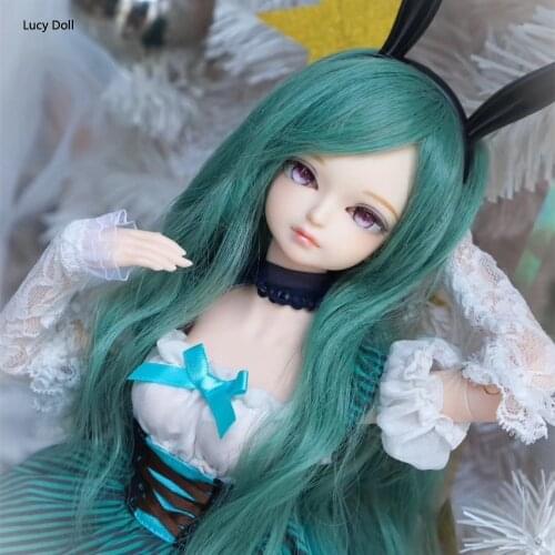 Fortune days 1/4 bjd doll 45cm green blue dress with Rabbit ears bunny girl combination MMGIRL BJD DOLL