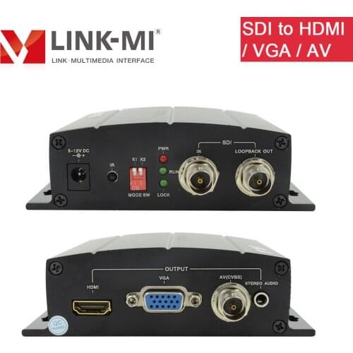 LINK-MI SC5810P SDI to HDMI/ VGA/AV Converter With Audio splitter 1x2 SDI Signal Loop Out 3G SDI converter 1080p