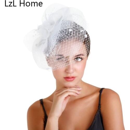 LZL Home Ladies Headdress Mesh Hair Ball Hair Accessories Feather Hair Accessories Bridal Mesh Yarn Headdress Ball Hat