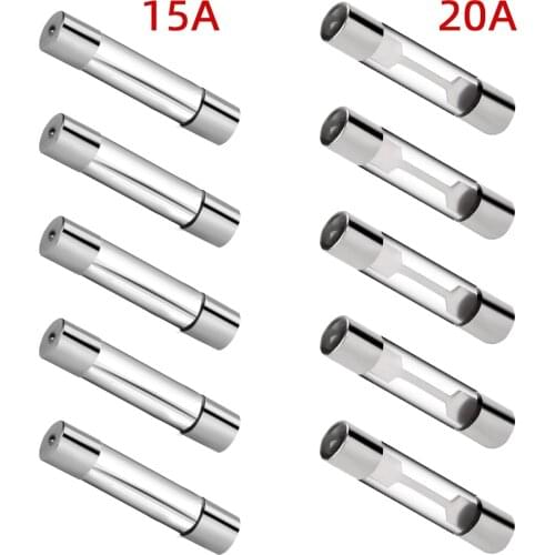 YUNPICAR 5 Pack F15AL 250V 5 Pack F20A F1AL Fast-Blow Mini Fuse 30mm x 6mm (15A 20A