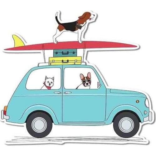 Car Stickers Decor Motorcycle Decals for Dog Surfing Puppy Surf Funny Decorative Accessories Creative Waterproof PVC 13cm*13cm