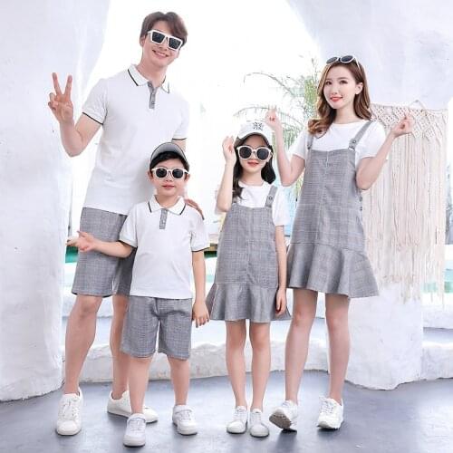2020 new Family Matching Outfits Clothing Mother and Daughter strap dress Clothes Father and Son T -shirt and pants Clothes Sets