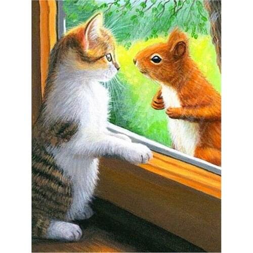 New Arrivals 5D DIY Full Round Diamond Painting Animal Cat 3D Embroidery Cross Stitch Rhinestone Mosaic Home Decor Art Y127