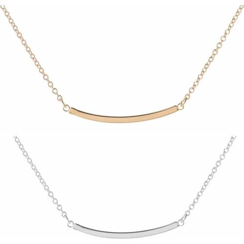 Oly2u New Arrival Fashion Necklace Simple Curved Bar Statement Pendant Necklace for Women Wedding Birthday Gifts