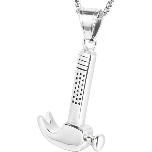 RIR New Arrival Fashion Brand Male Stainless Steel Mini Gold Color Hammer Pendant Punk Necklaces Mens Necklace Jewelry