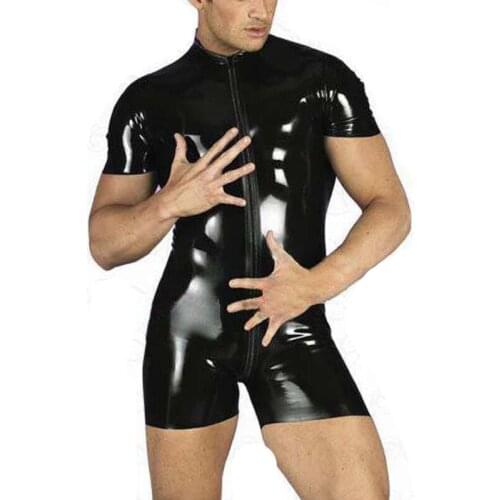 New Black Wet Look Body Suit Catsuit Leather Teddy Erotic Lingerie PVC Cosplay Plus Size 2XL