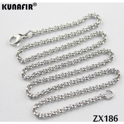 200pcs 14"-38" length 3mm round rolo link chains stainless steel necklace women fashion jewelry parts ZX186