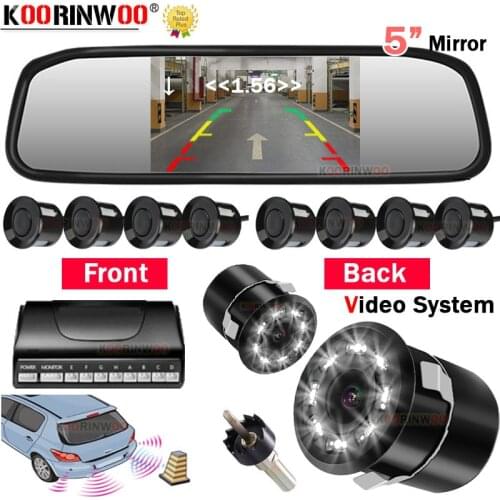 Koorinwoo Parktronic Car Parking Sensor 8 Radars Alert AHD Front Camera Rear Show Distance Screen Image Detector Parking System