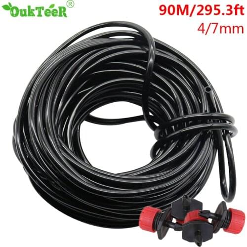 10m-90m Watering Hose 4/7mm Garden Drip Pipe PVC Hose Plants Flower Sprinkler Pipe Garden Hose Greenhouse Irrigating System