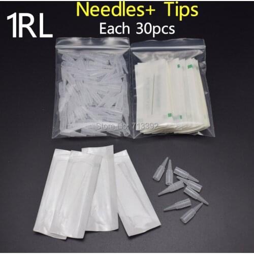 1R *30pcs Profession Sterilized Permanent Makeup Needles With Suitable Tips Nozzles
