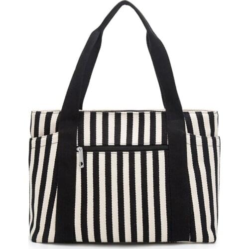 Simple Stripe Retro Canvas Mommy Diaper Bag Portable Women Mother Maternity Bags Large Capacity Thcik Nappy Shoulder Bag Handbag