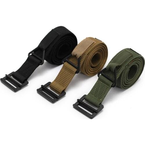 Tactical Belts Men Military Knitted Nylon Belt Hook And Loop Fastener Metal Triangle Chain Outside Molle Belts Green Black Brown