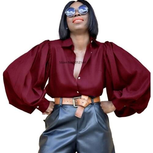 Backless Blouse African Dresses For Women Party Dashiki Plus Size Africa Clothing African Design Clothes Bazin Puff Sleeve Shirt