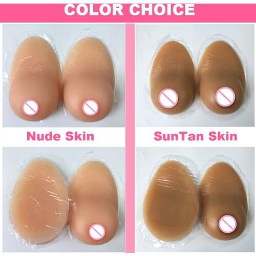 Self adhesive silicone breast form sagging shape fake boob with straps for crossdresser transgender drag queen