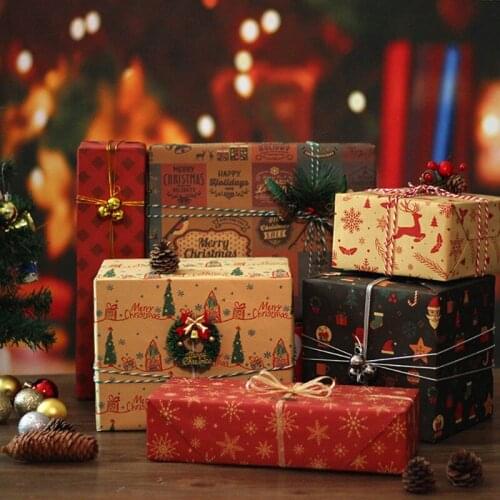 Gift Wrapping Paper Kraft Gift Packaging Paper for Christmas Festival Party Kraft Gift Wrapping Paper Christmas Decor 73*51cm