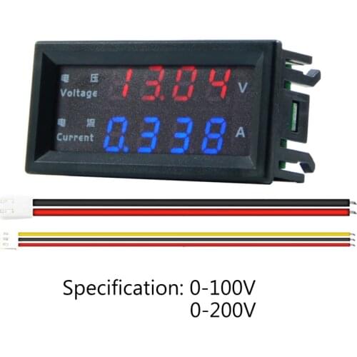 DC 100V 200V 10A Digital Display Voltmeter Ammeter,4Digits High Precision Dual LED Amp Volt Merter Panel for Home Car Motorcycle