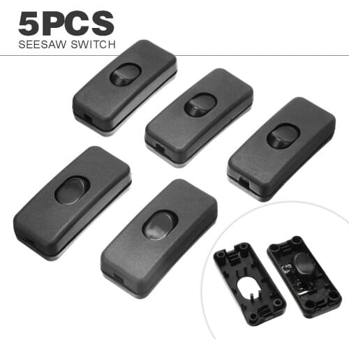 5pcs/set Inline ON/OFF Switches Desk Light Cord Cable Switches for Wall/Mirror/Table Lamp 110-250V Black