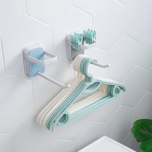High-Quality Plastic Multifunctional Wall-Mounted Clothes Hanger Clothespin Storage Rack Space Saving U-Shaped Storage Rack