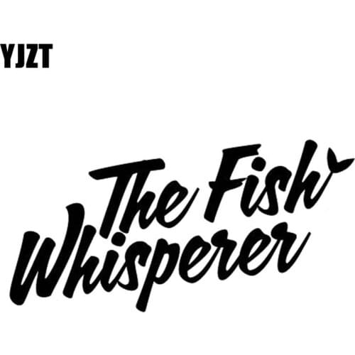 YJZT 14cm*7cm THE FISH WHISPERER Fun Vinyl High Quality Decor Car Sticker Decals Black Silver C11-0255
