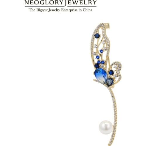 Neoglory Jewelry New Fashion Discoloration Zircon Butterfly Brooches For Women2020With High Quality Collar Pins