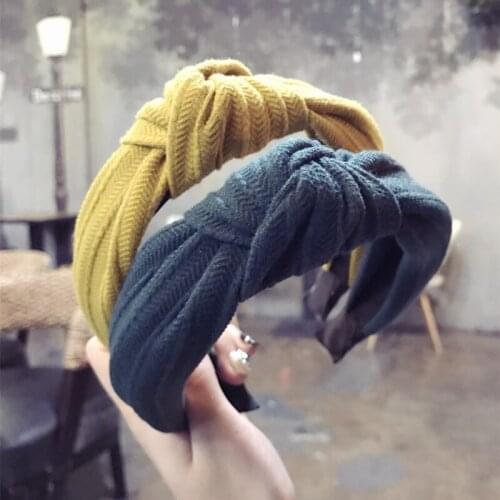 Women Cross Knot Headbands Girls Knitted Wool Wide Side Elastic Hairbands Fashion Headdress Solid Color Hair Hoop Accessories