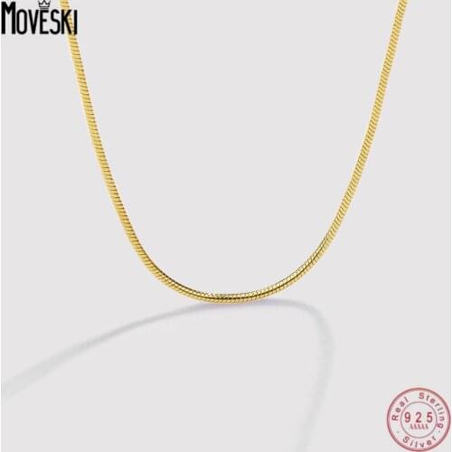 MOVESKI 925 Sterling Silver Simple Gold Snake Bone Chain Women Light Luxury Mature Charm Temperament Necklace