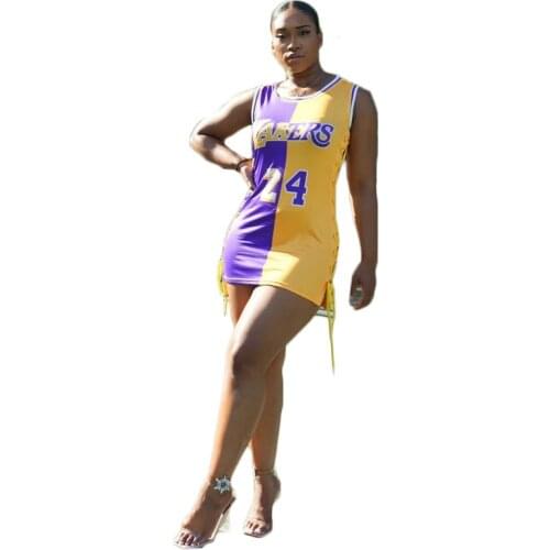 Summer New Style Sleeveless Round Neck Vest Basketball Print Sexy Dress Women Dresses Cool Girl Chic BF Style Lounge Wear