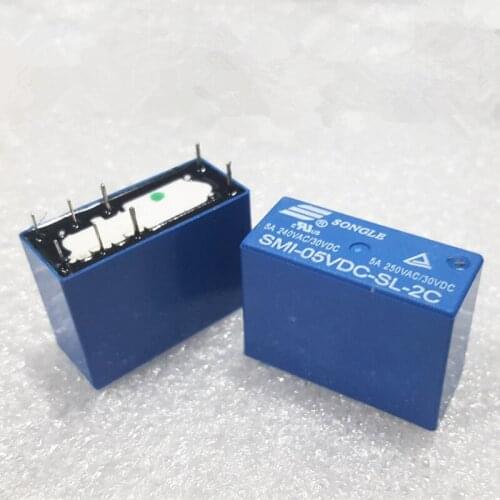100PCS/lot Power relays SMI-05VDC-SL-2C 5V 5A 250VAC/30VDC 8pin