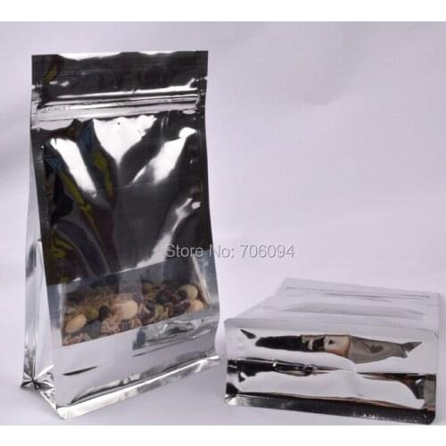 13x22+6cm(5.1''*8.7'')Side guesst aluminum foil bag with ziplock stand up Aluminum foil packing bag window 150pcs/lot