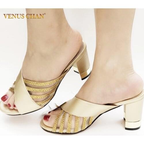 2020 African Wedding Women Shoe med Heels Italian Shoes Nigerian Shoes Without Bag To Match Shoes Without Bag Set