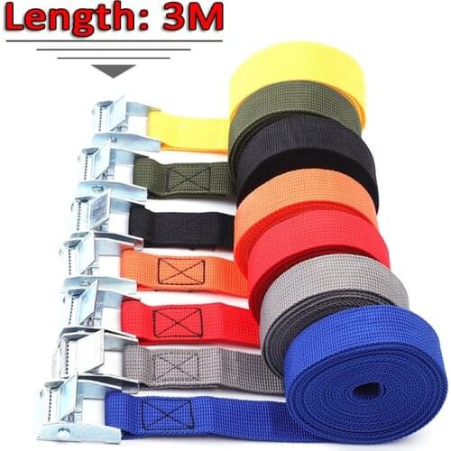 3 Meter Tension Rope Strong Ratchet Belt for Car Cargo Straps for Travel Luggage Bag Metal Tie Down Strap for Motorcycle Bike
