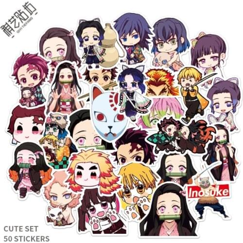 50pcs/set HOT Demon Slayer Kimetsu No Yaiba Sticker Tanjirou Nezuko Agatsuma Zenitsu Stationery Computer Decoration Sticker