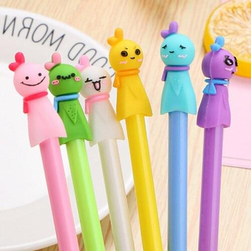 60 Pcs Creative Sunny Doll Neutral Pen Cute Fresh Student Pen Learn Stationery Black Signature Pen Kawaii School Supplies