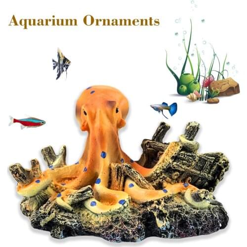 PetCloud Aquarium Fish Tank Decoration Octopus Crafts Aquatic Decorations Fishtank Ornaments Aquarium Landscape Products
