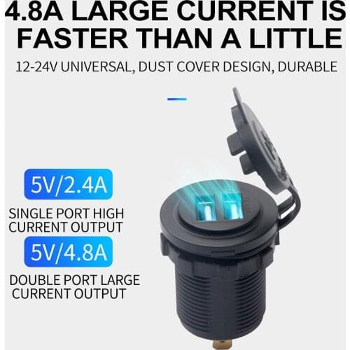 4.8A/5V Car auto Charger Voltage Splitter Cigarette Lighter Dual USB Charger Socket Charge Adapter 12V-24V Auto Accessories