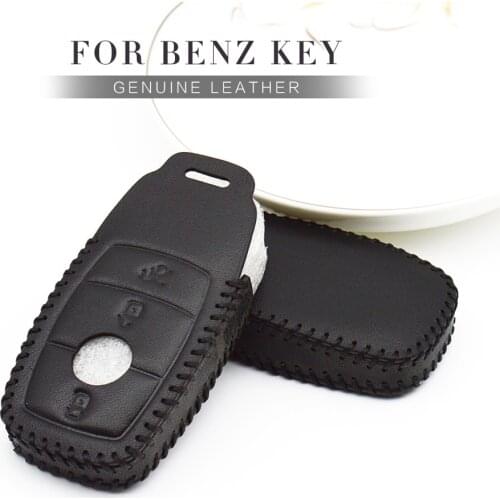 Car Key Case Cover Real Leather For Mercedes Benz W205 W204 W210 W211 W212 W203 W124 W176 W177 GLA GLC C300 Key Fob Accessories