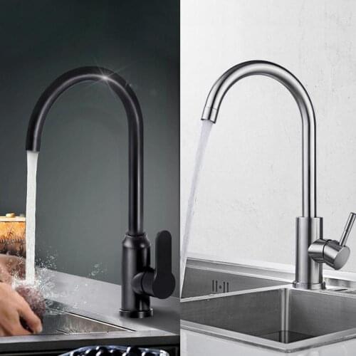 Black/Brushed Silver 304 Stainless steel Faucet Kichen sink faucet Tap Single Handle 360 degree Rotate Hot and Cold water mixer