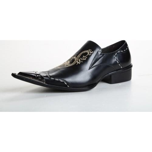 Christia Bella Chinese Style Man Embroidery Real Leather Shoes Large Size Male Pointed Toe Shoes Party Dress Mens Fashion Shoes