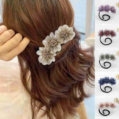 Flower Headband Braider Yarn Bun Maker Lace Hairpin Girl Hair Accessories DIY Hairstyle Hair Ball Hairdressing Tiara