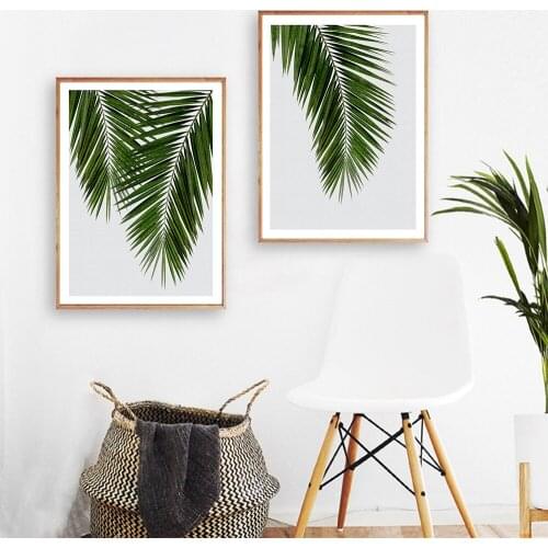 Scandinavian Style Tropical Plants Poster Green Leaves Decorative Picture Modern Wall Art Paintings for Living Room Home Decor